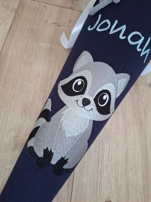 Schultüte aus Stoff - Waschbär – Navy/Sterne – 70cm Schultüte aus Stoff - Waschbär – Navy/Sterne – 70cm
