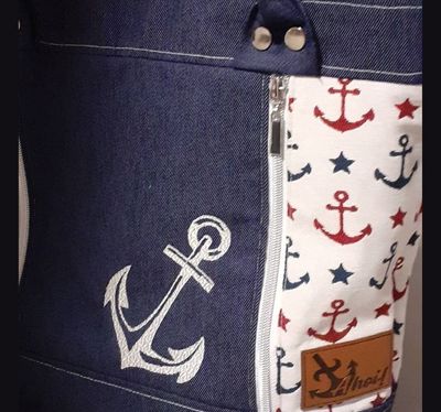 Maritime Shopper Tasche mit Stickerei
