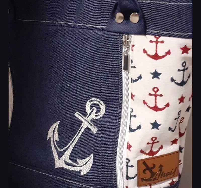 Maritime Shopper Tasche mit Stickerei