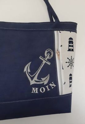 Maritime Shopper Tasche mit Stickerei