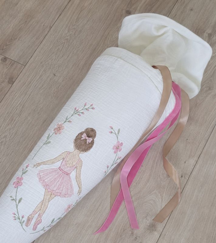  Ballerina Schultüte aus Musselin 70 cm