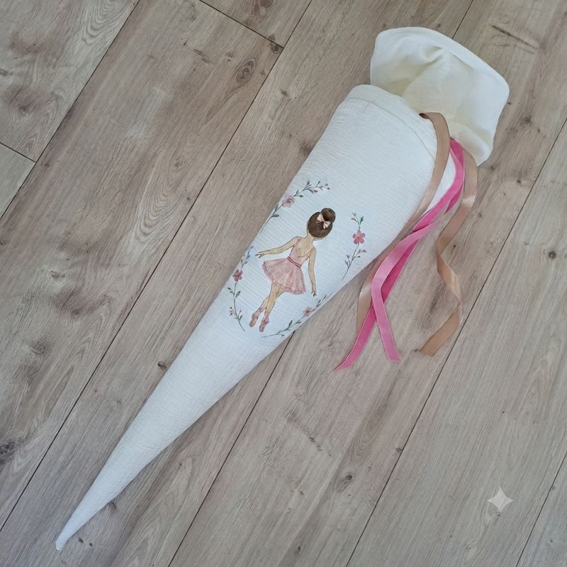  Ballerina Schultüte aus Musselin 70 cm