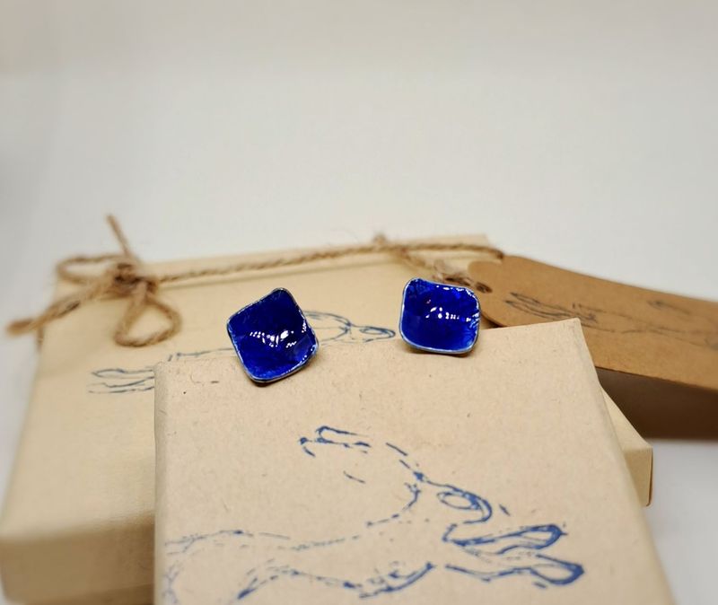 BLUE ENAMEL STUDS