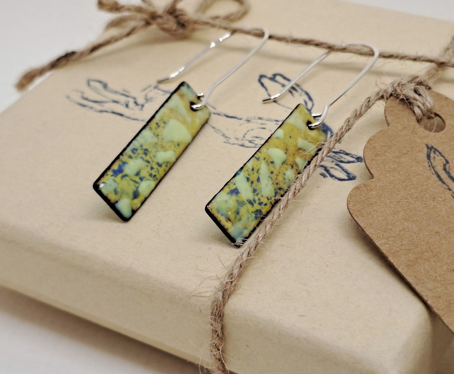 YELLOW ENAMEL EARRINGS