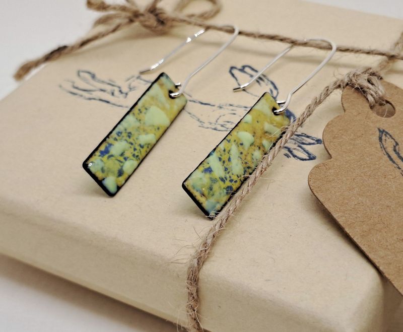 YELLOW ENAMEL EARRINGS