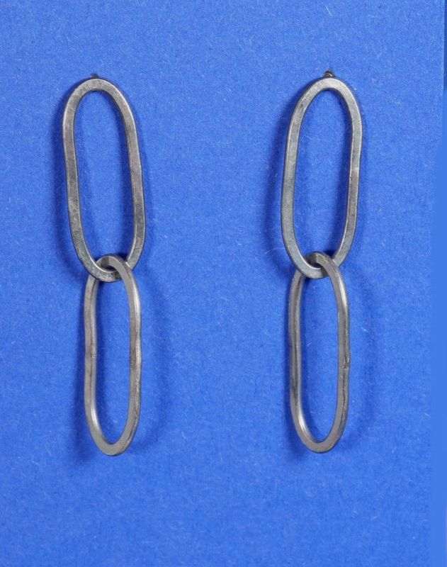 DOUBLE LOOP OXIDISED EARRINGS