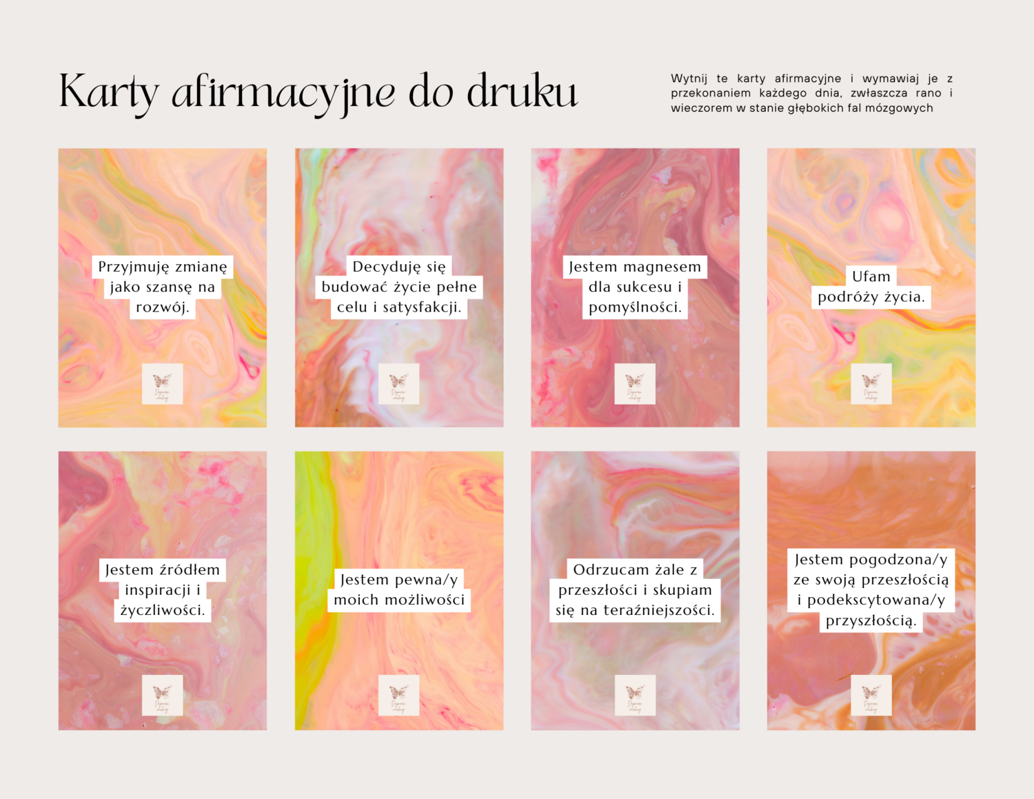 Karty Afirmacyjne do wydruku