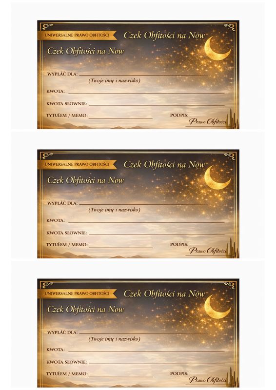 3 czeki na nów do wydrukowania
