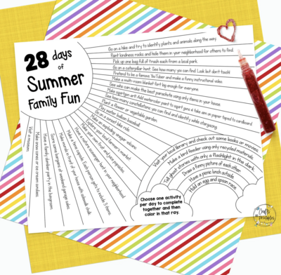 28 Days of Summer Family Bucket List Printable