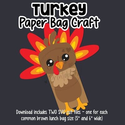 Cricut SVG Cut File Paper Bag Turkey Craft Pattern Template