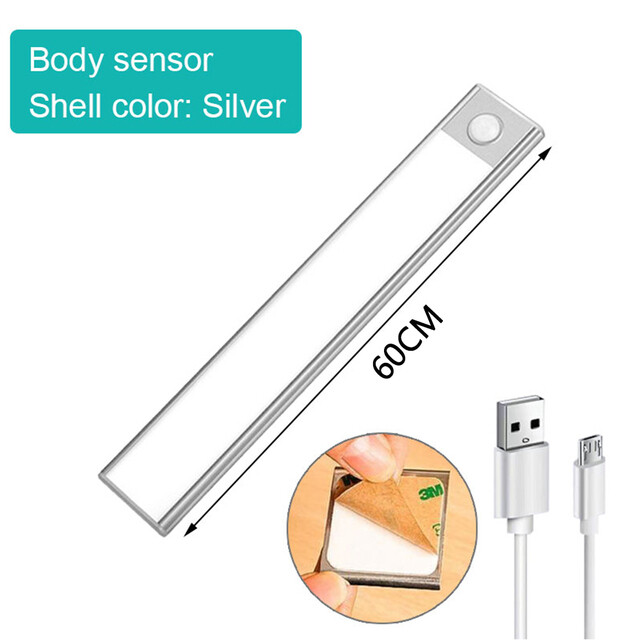 Lampe LED Ultra Fine avec Capteur de Mouvement USB sans Fil, Éclairage d&#39;Intérieur Sous-Meuble, Idéal pour Cuisine, Chambre à Coucher ou Garde-Robe