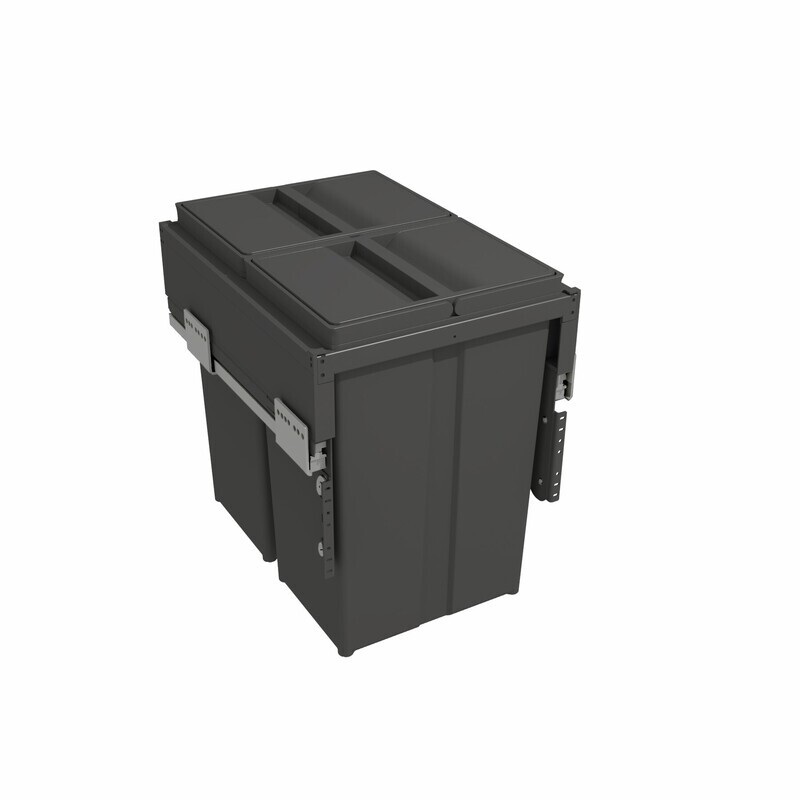 58 litre Anthracite Twin Compartment Bin to Suit Pull-Out 400mm Cabinet.