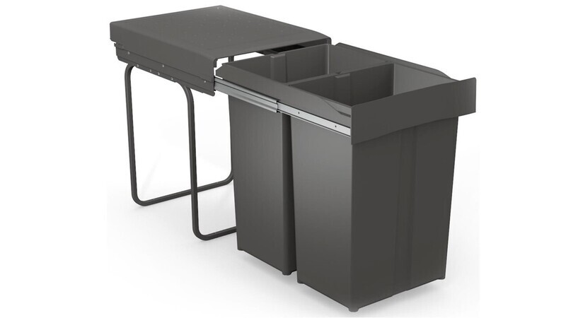 58 litre Anthracite Twin Bin to Suit Hinged 400mm Cabinet.