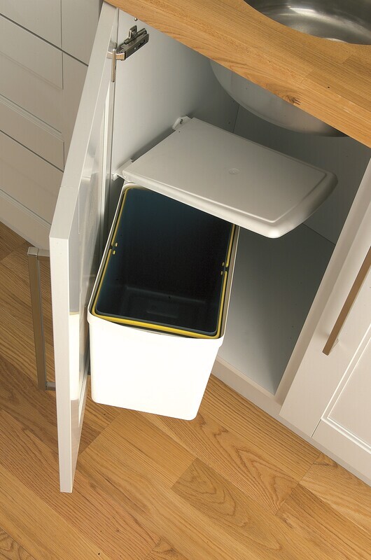 16 Litre White Bin to Suit 500mm Cabinet.