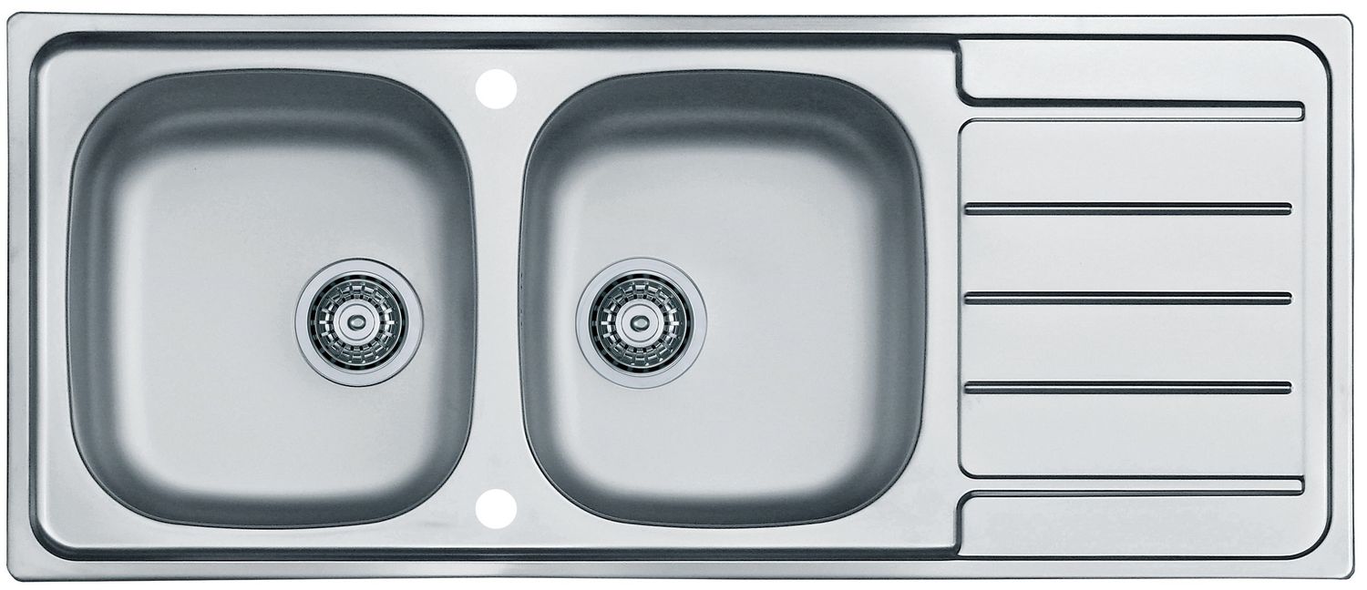 Alveus Line 100 Stainless Steel Inset sink for 800mm cabinet, Double bowl single drainer