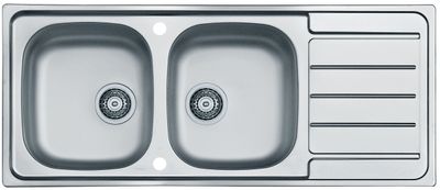 Alveus Line 100 Stainless Steel Inset sink for 800mm cabinet, Double bowl single drainer Alveus Line 100 Stainless Steel Inset sink for 800mm cabinet, Double bowl single drainer
