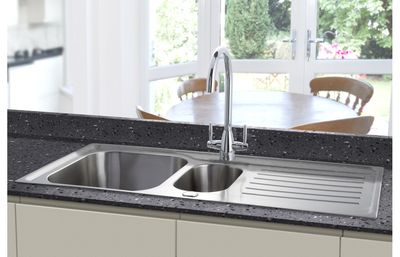 Mastercraft 1.5 Bowl Large Inset Sink with Drainer - Stainless Steel