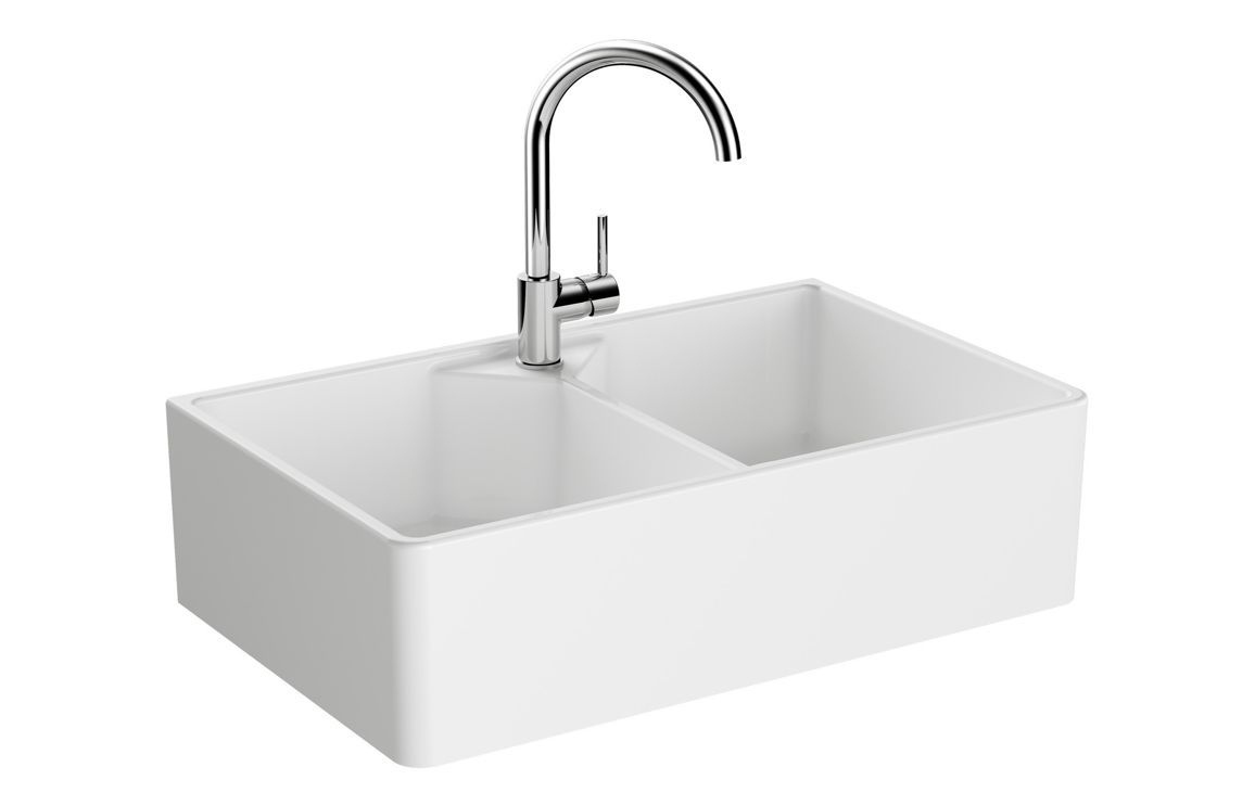 Mastercraft Double Bowl Belfast Fire Clay Sink - White