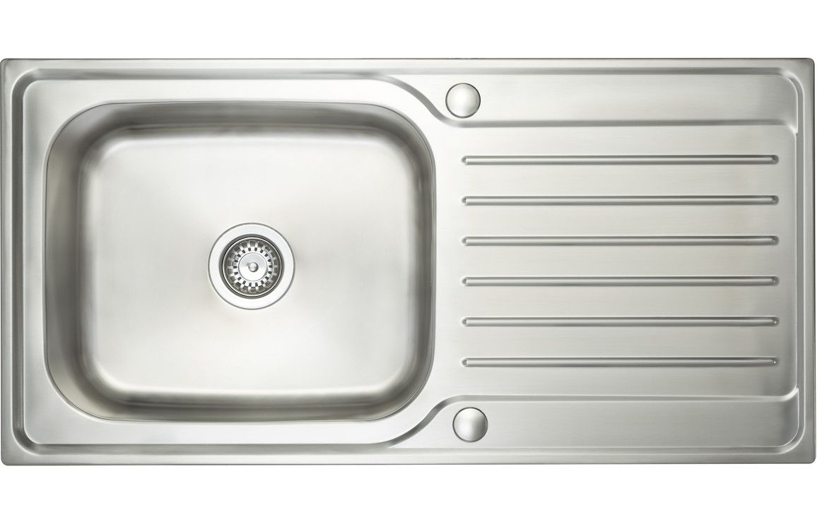 Mastercraft Large Single Bowl Inset Sink with Drainer - Polished Stainless Steel