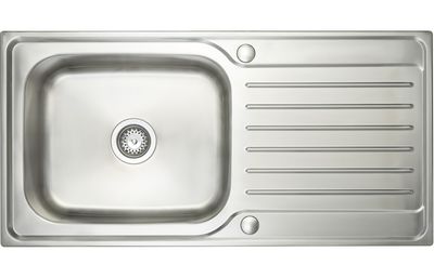 Mastercraft Large Single Bowl Inset Sink with Drainer - Polished Stainless Steel