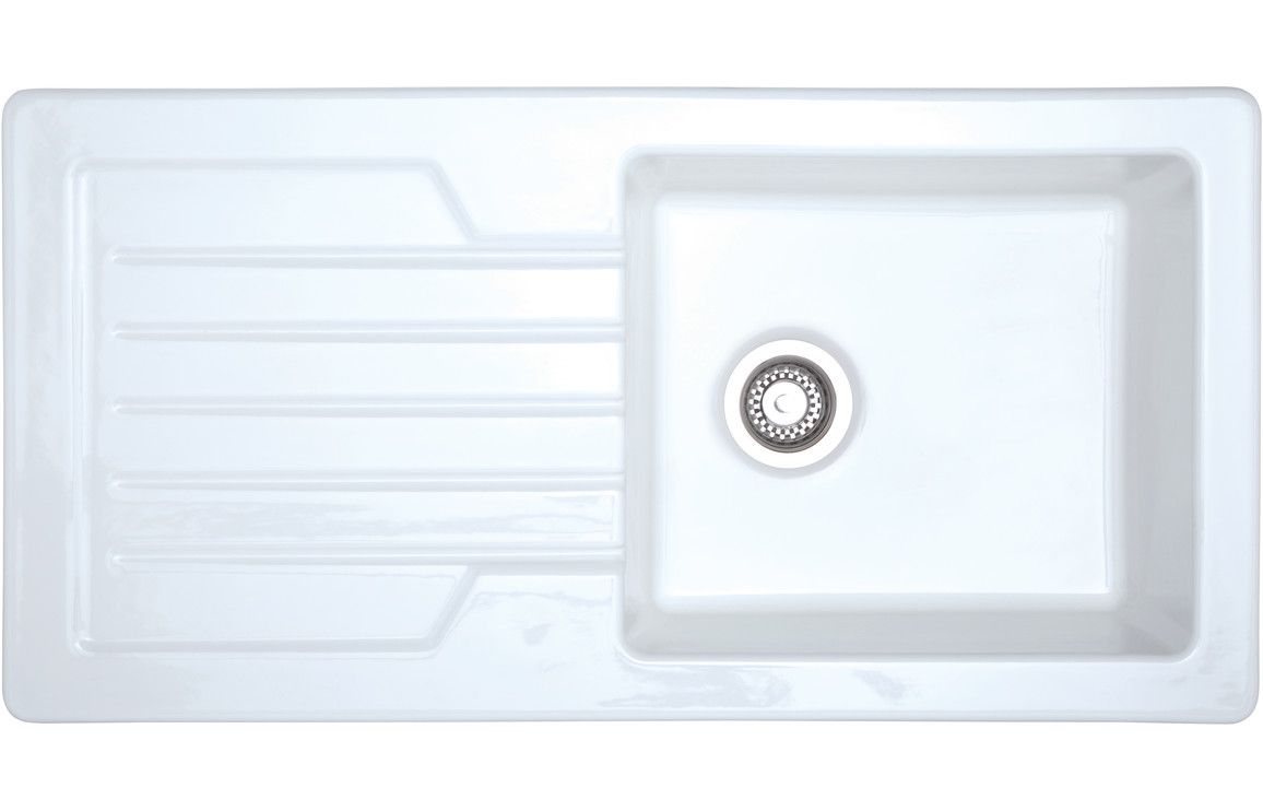 Mastercraft 1 Bowl Reversible Inset Ceramic Sink with Drainer - White