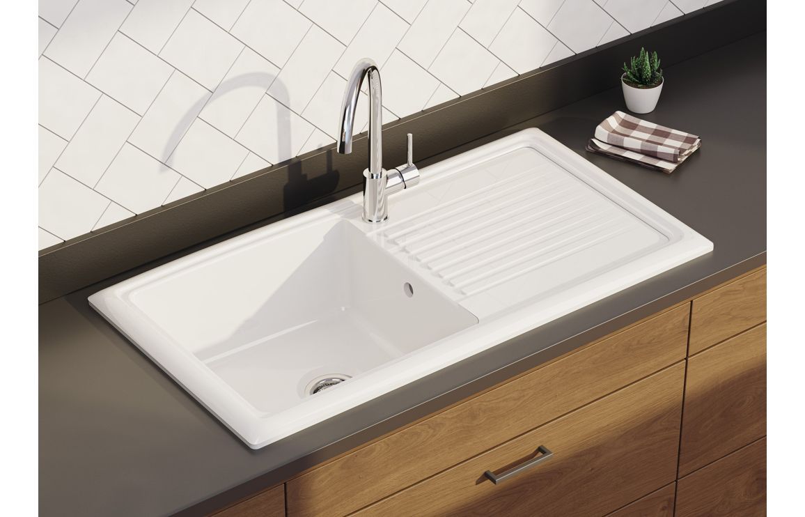 Mastercraft Single Bowl Reversible Ceramic Sink with Drainer