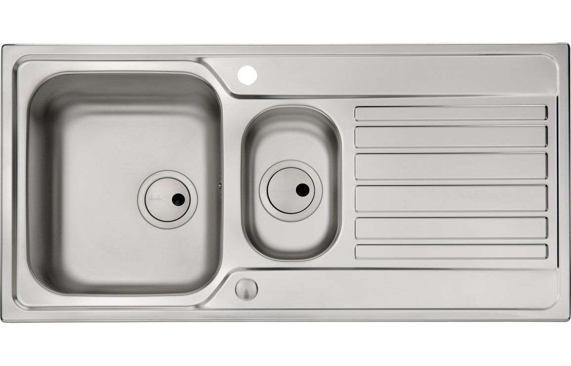 Abode Connekt 1.5 Bowl &amp; Drainer Inset Sink - Stainless Steel