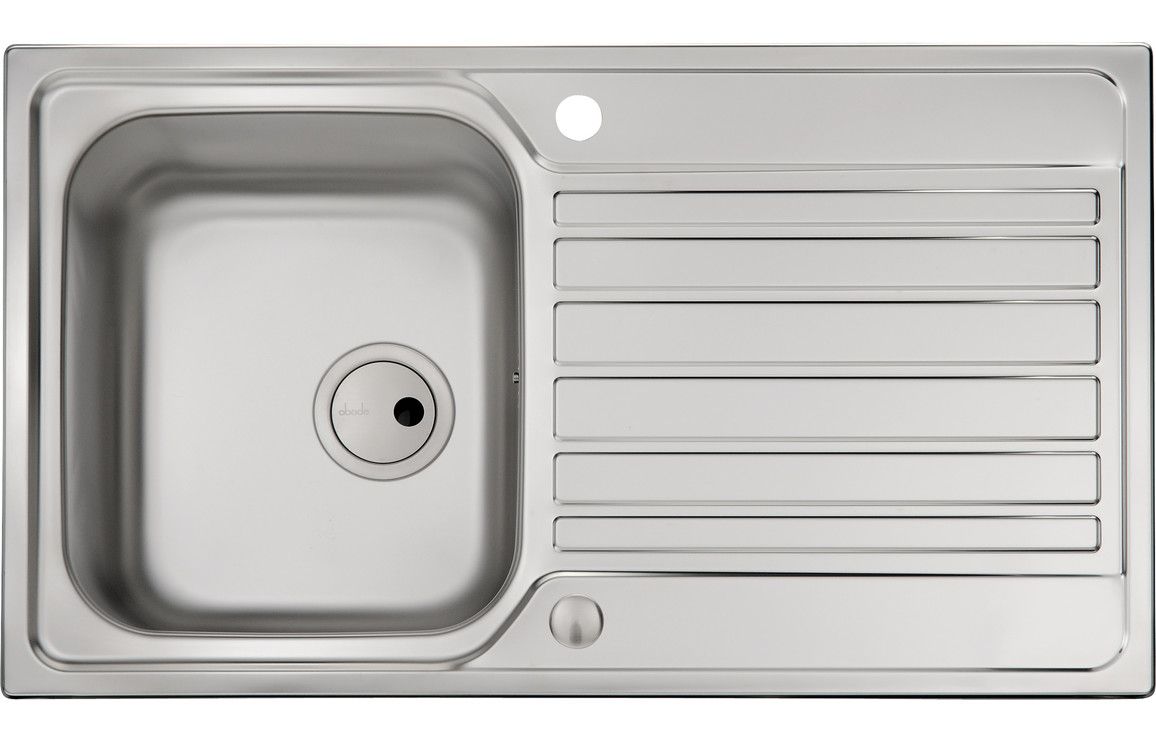 Abode Connekt Single Bowl &amp; Drainer Inset Sink - Stainless Steel