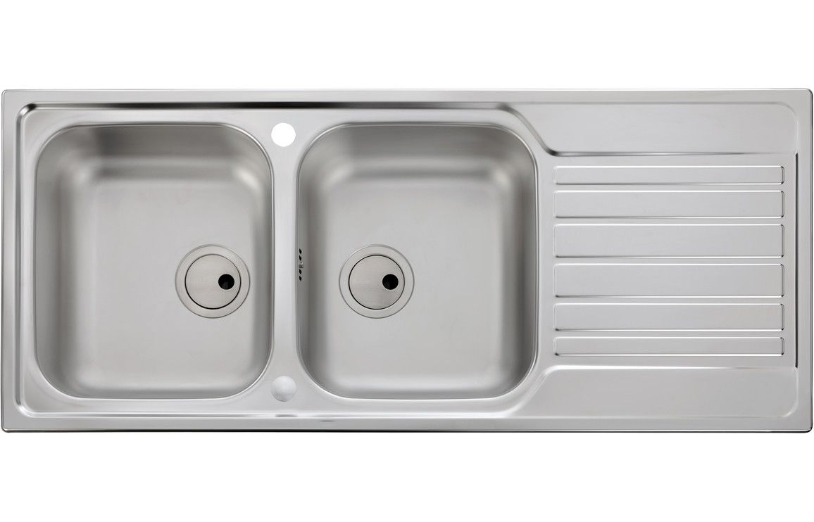 Abode Connekt Double Bowl &amp; Drainer Inset Sink - Stainless Steel