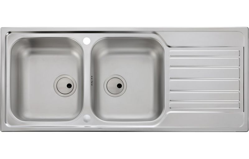 Abode Connekt Double Bowl & Drainer Inset Sink - Stainless Steel