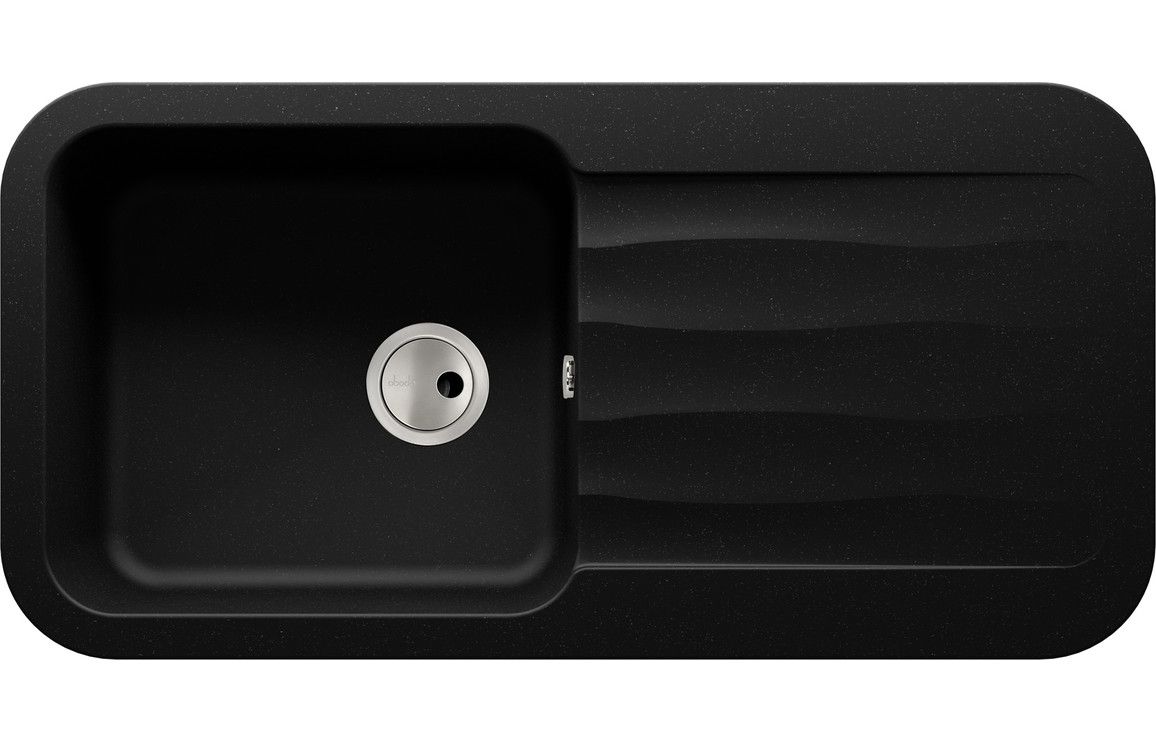 Abode Dune Single Bowl &amp; Drainer Granite Inset Sink, Please select a colour:: Black