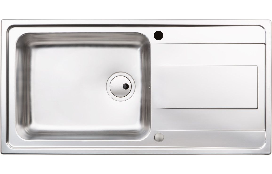 Abode Ixis Large Single Bowl &amp; Drainer Inset Sink - Stainless Steel