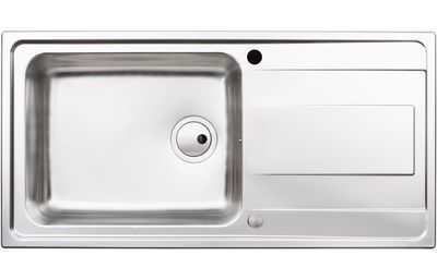 Abode Ixis Large Single Bowl &amp; Drainer Inset Sink - Stainless Steel