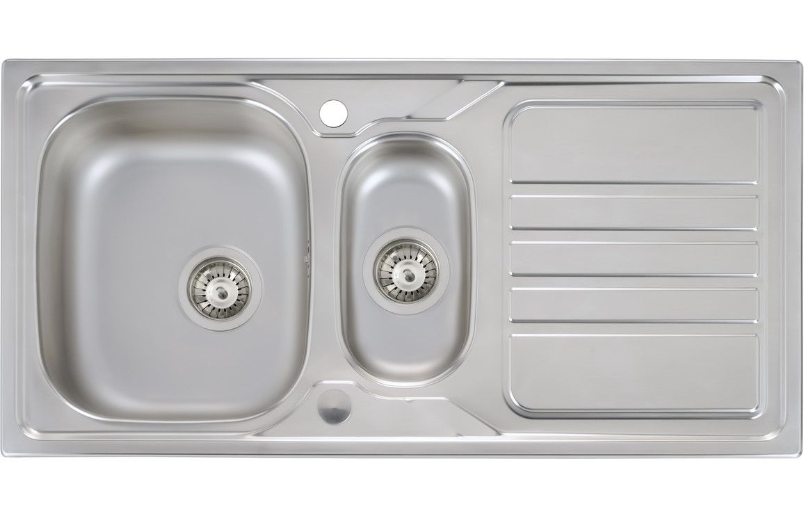 Abode Mikro 1.5 Bowl &amp; Drainer Inset Sink (Boxed inc. wastes) - Stainless Steel