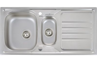 Abode Mikro 1.5 Bowl &amp; Drainer Inset Sink (Boxed inc. wastes) - Stainless Steel