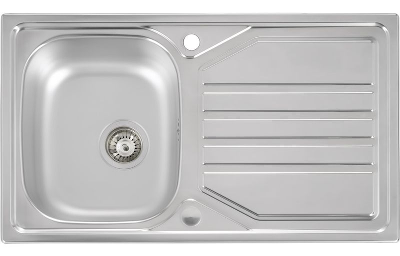 Abode Mikro Single Bowl & Drainer Inset Sink (Boxed inc. wastes) - Stainless Steel Abode Mikro Single Bowl & Drainer Inset Sink (Boxed inc. wastes) - Stainless Steel