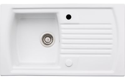 Abode Milford Single Bowl &amp; Drainer Ceramic Inset Sink