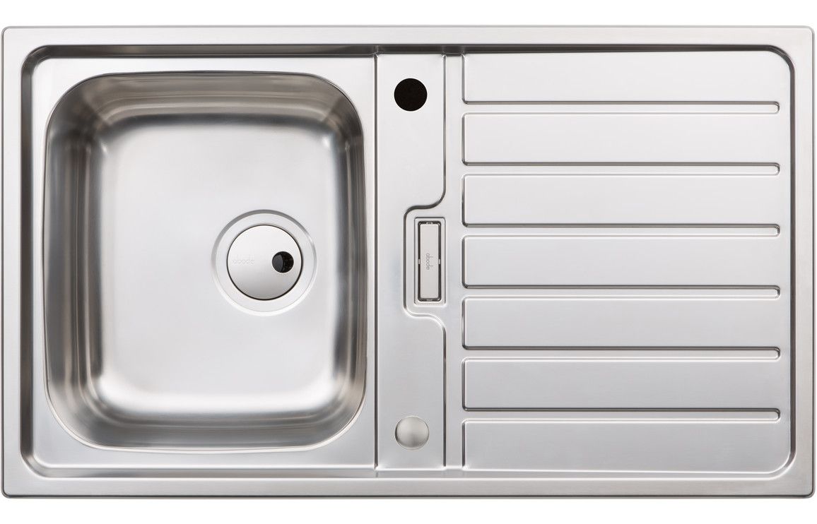 Abode Neron Compact Single Bowl &amp; Drainer Inset Sink - Stainless Steel