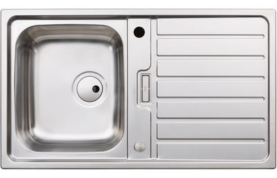 Abode Neron Compact Single Bowl &amp; Drainer Inset Sink - Stainless Steel