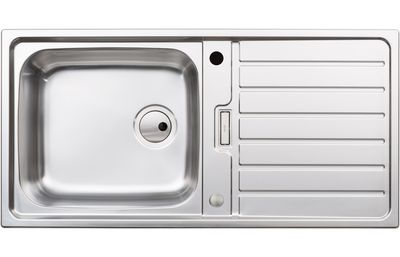 Abode Neron Single Bowl &amp; Drainer Inset Sink - Stainless Steel