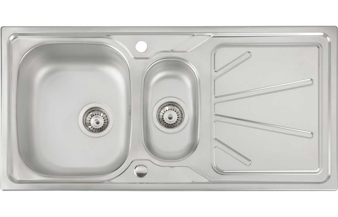 Abode Trydent 1.5 Bowl &amp; Drainer Inset Sink - Stainless Steel