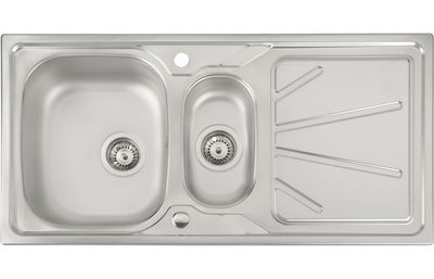 Abode Trydent 1.5 Bowl & Drainer Inset Sink - Stainless Steel