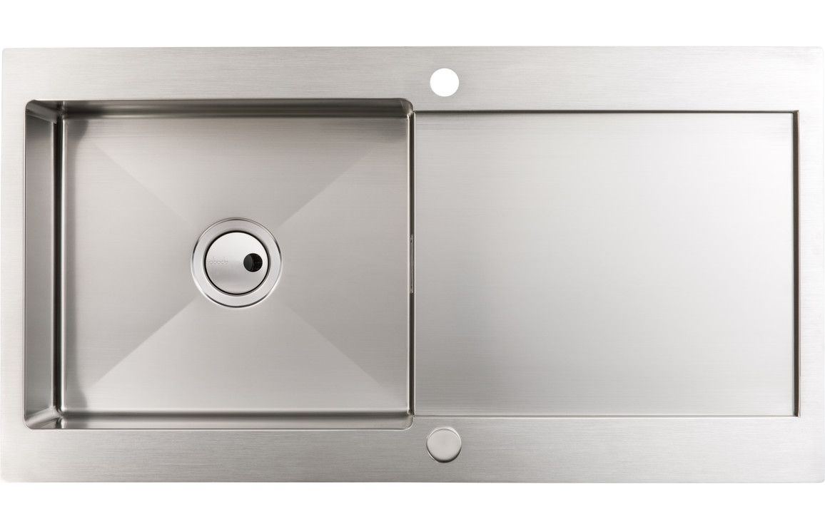Abode Verve Single Bowl &amp; Drainer Inset Sink - Stainless Steel