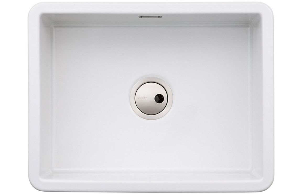 Abode Sandon Large Single Bowl Ceramic Undermount/Inset Sink - White