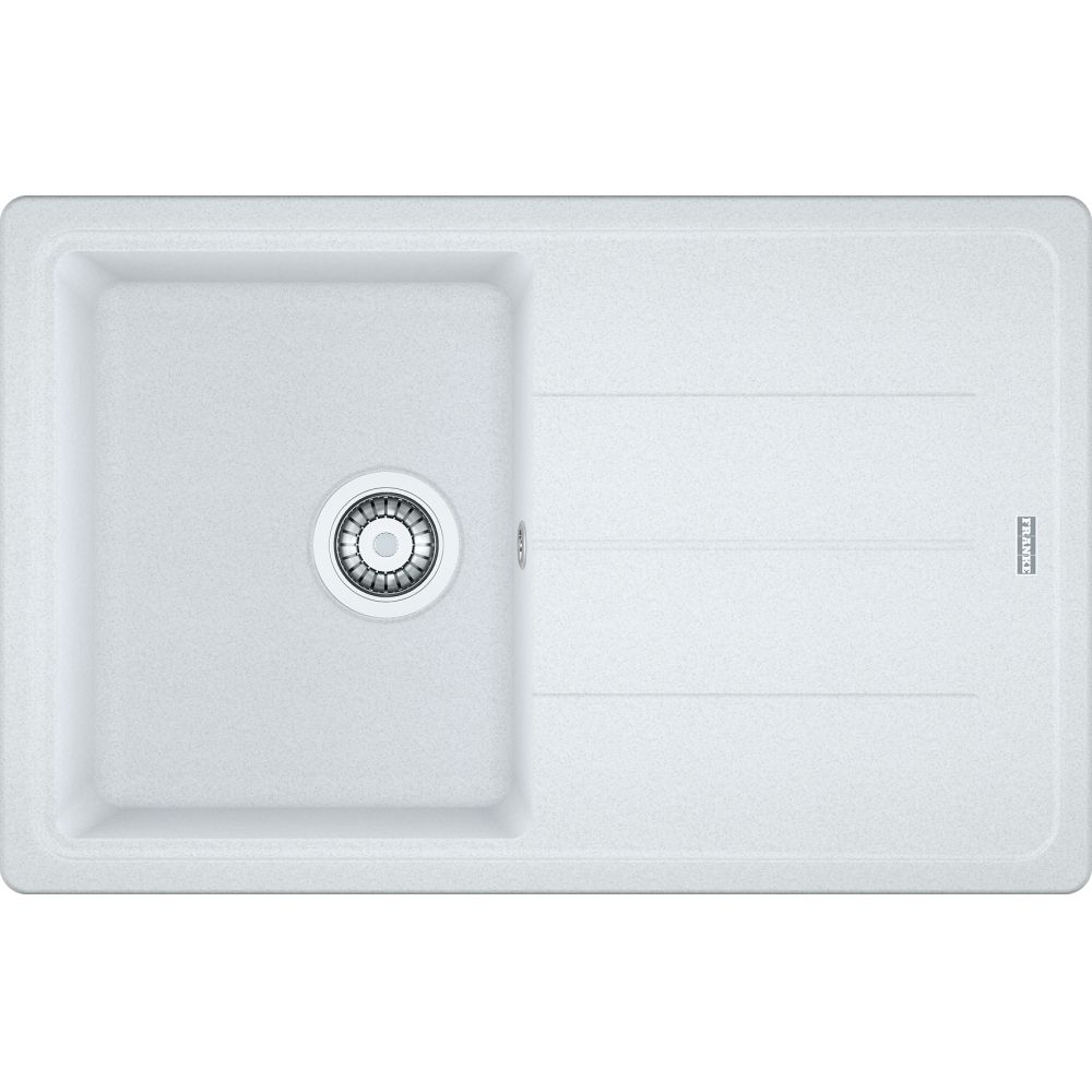 Franke Basis 780mm Single Bowl Fragranite Sink with Drainer, Please Select a Colour:: Polar White