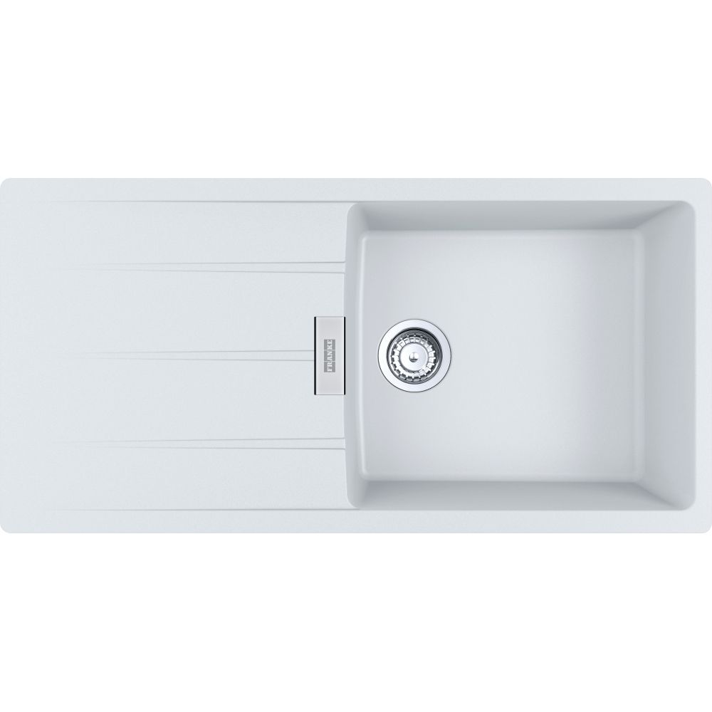 Franke Centro Single Bowl Fragranite Sink with Drainer, Please Select a Colour:: Polar White