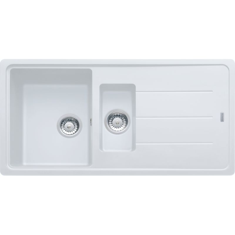 Franke Basis 1.5 Bowl Fragranite Sink with Drainer, Please Select a Colour:: Polar White