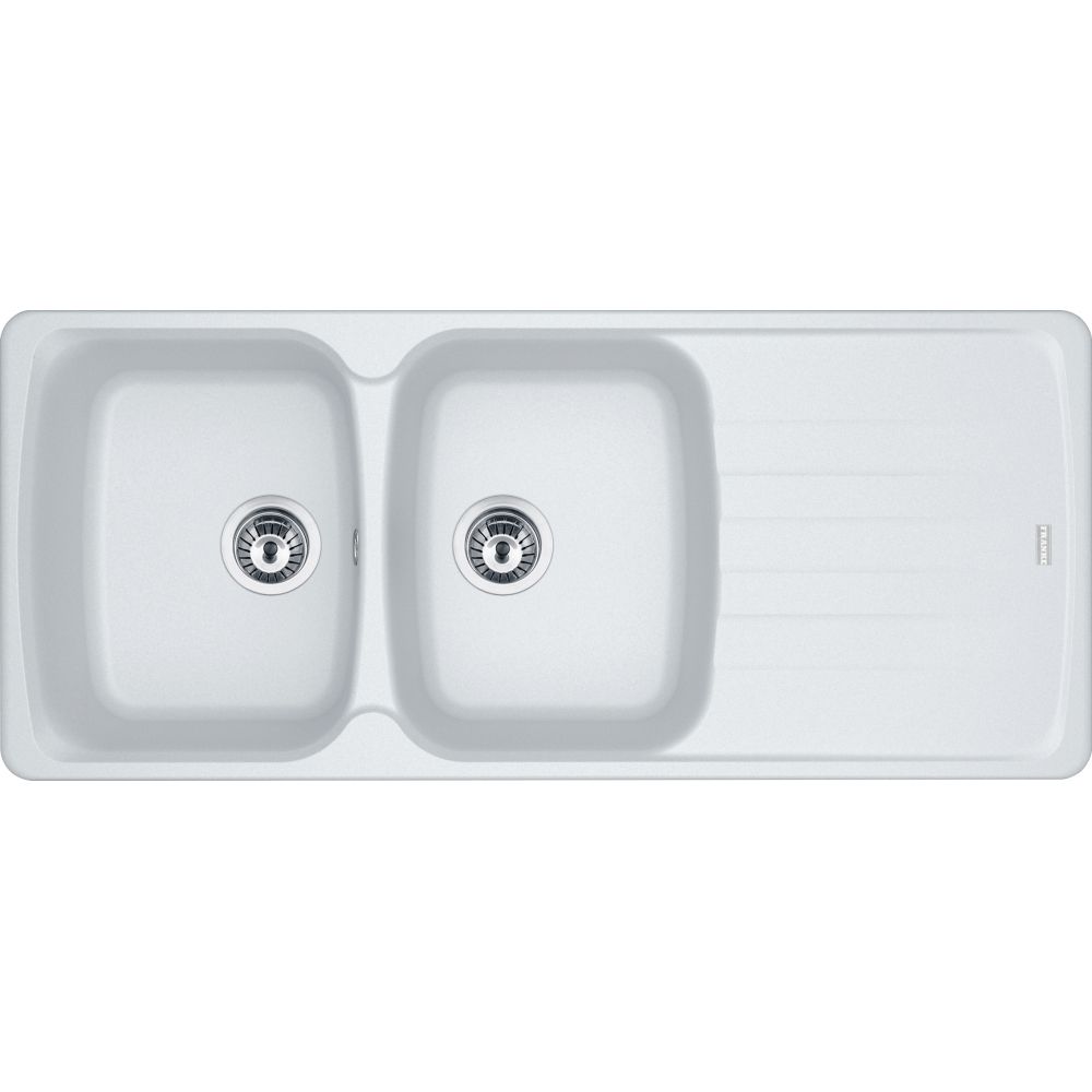 Franke Antea Double Bowl Granite Sink with Drainer, Please Select a Colour:: Polar White