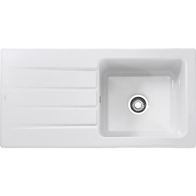 Franke Arcana Single Bowl Ceramic Sink with Drainer - White