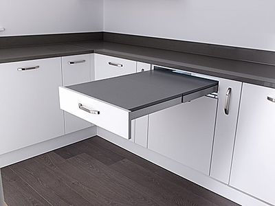 Kessebohmer Chrome Pull-Out Table Mechanism for 600mm Cabinets (Table Top Sold Separately) Kessebohmer Chrome Pull-Out Table Mechanism for 600mm Cabinets (Table Top Sold Separately)